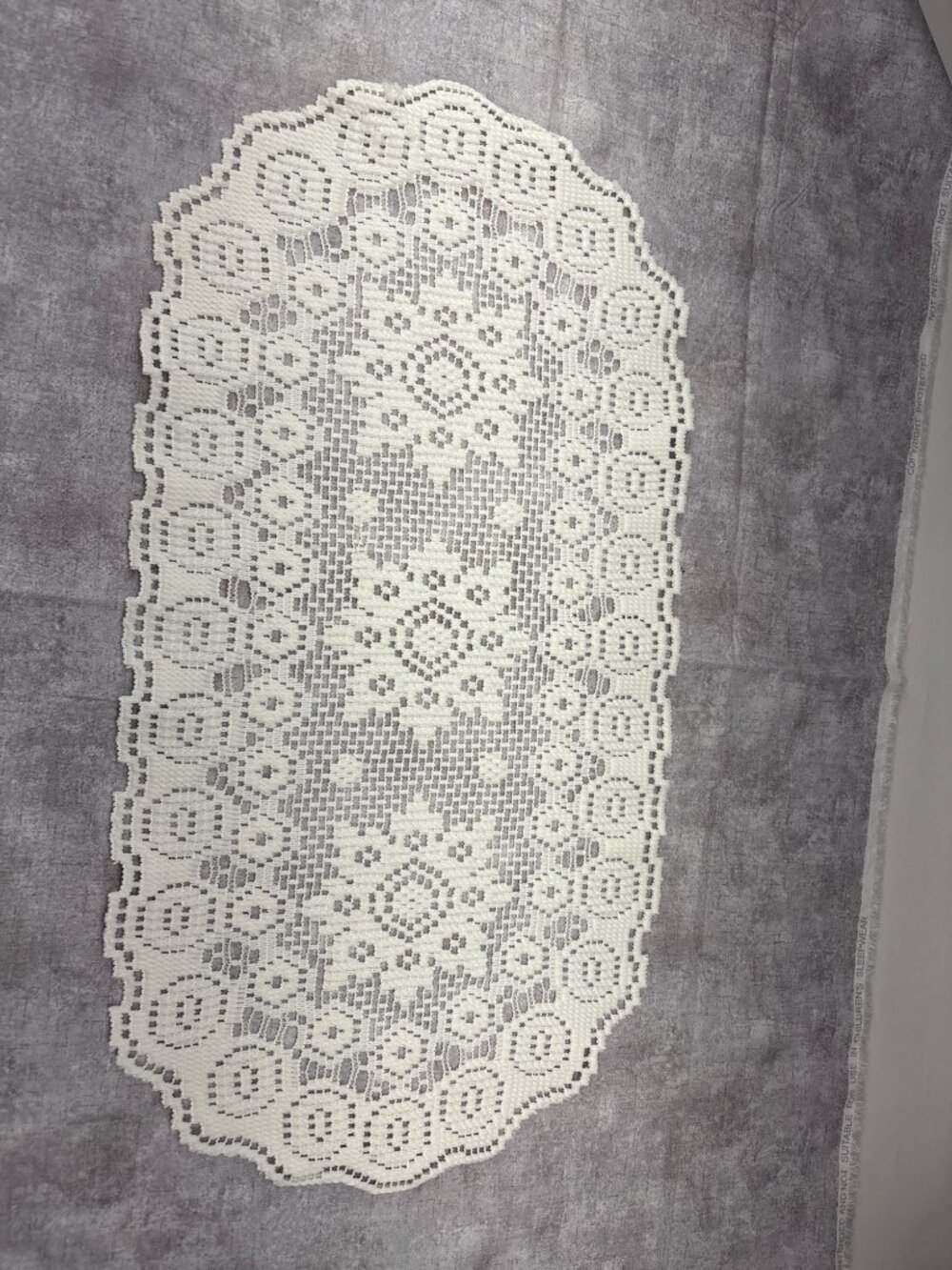 Lace Crochet Table Runner Long Oval Pattern Cream Decorative Piece 11"x22" Vinta